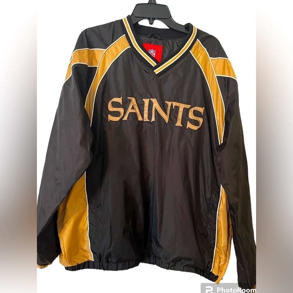 NFL Saints men’s pullover windbreaker jacket both sides zip up  Sz Xl